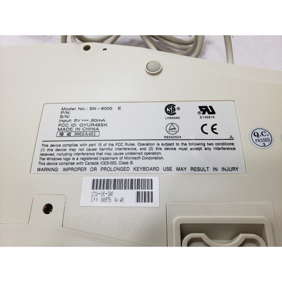Dell SK-6000 E Ergonomic PS/2 PC Keyboard 6 Pin Connector Untested / For Repair - Picture 6 of 7